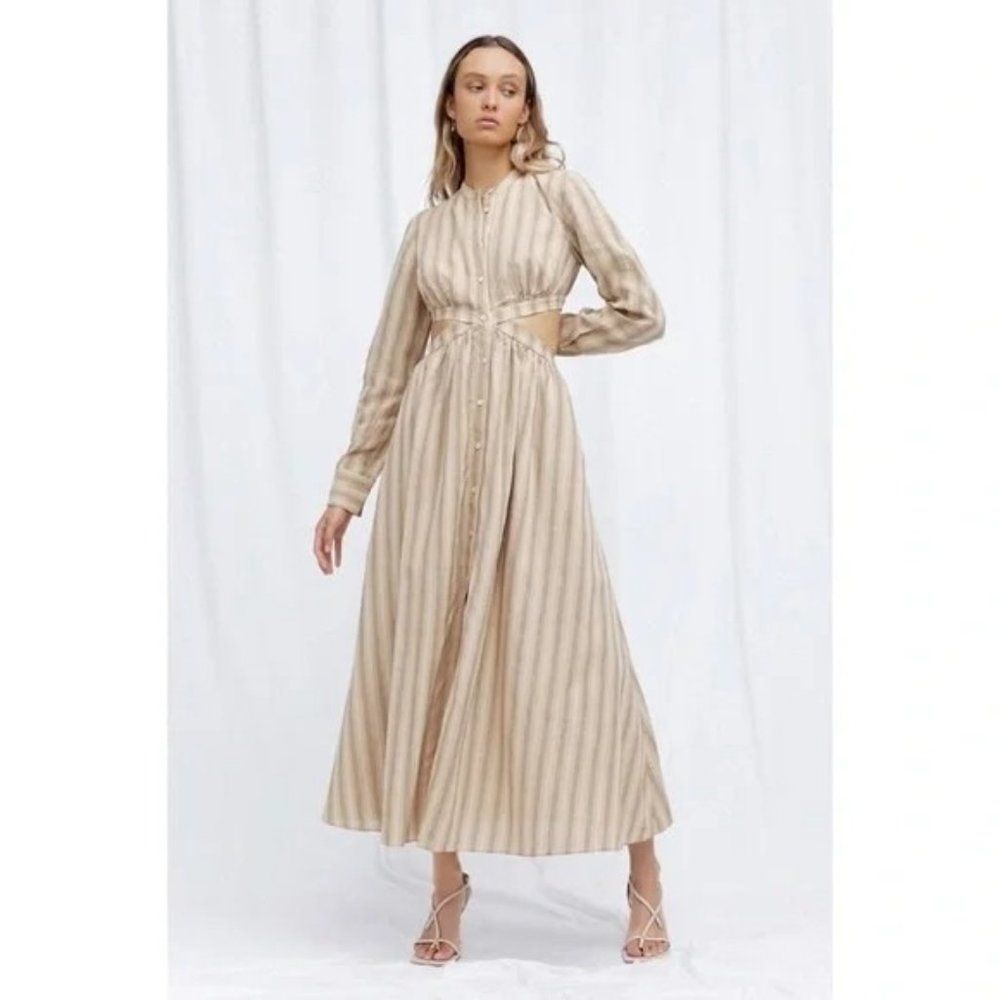 Anthropologie Tan Striped Maxi Dress - Picture 12 of 14